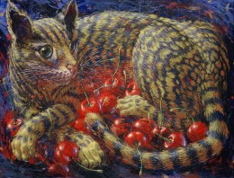 Chat aux cerises